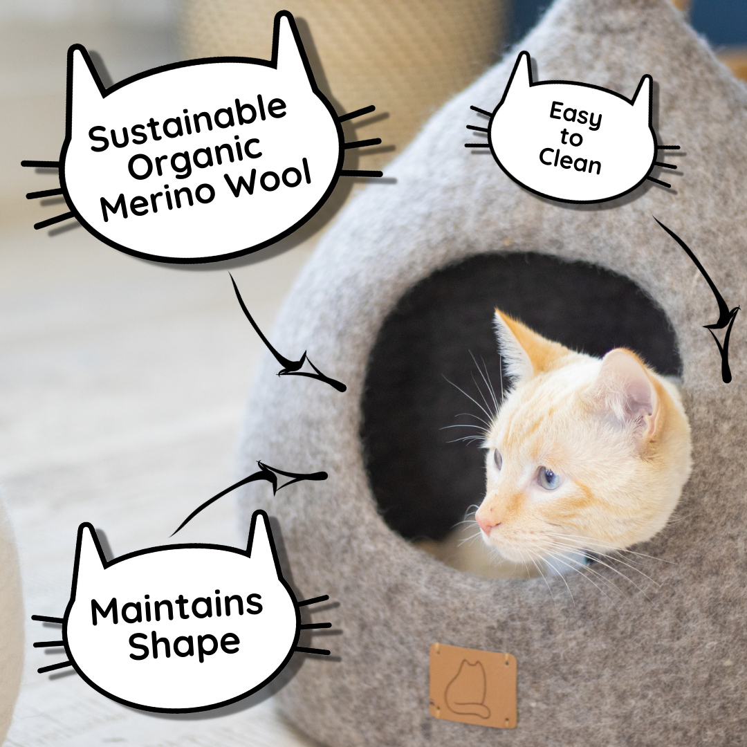 Deluxe Handcrafted Cat Cave Bed With Tail - Spacious & Stylish