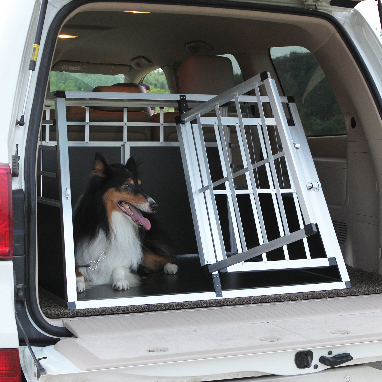 Double Doors Pet Car Transport Cage Aluminium Puppy Travel Crate Box